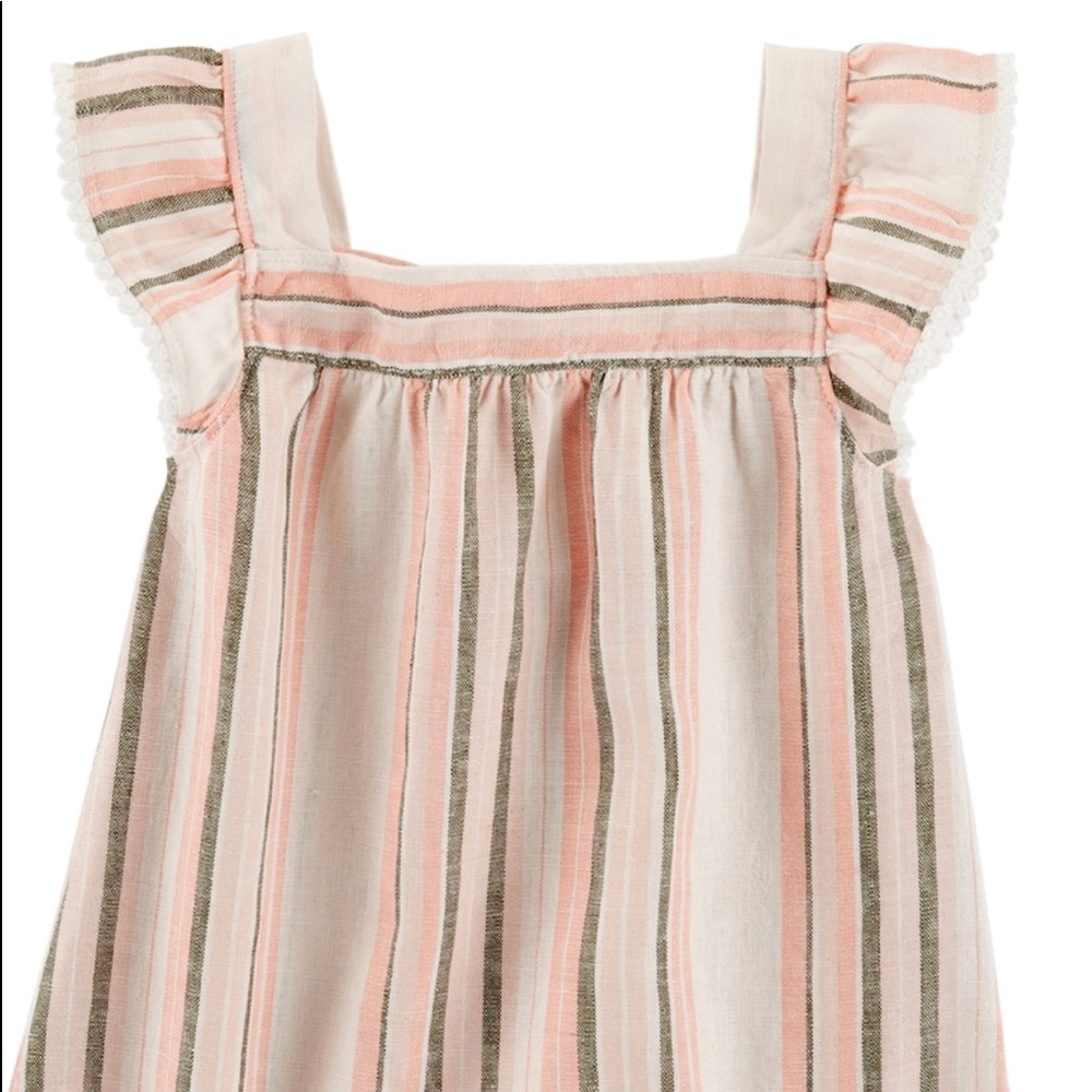 NWT SIZE 6/6X Girls Linen Stripe flutter Sleeve T